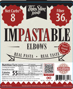 Impastable Elbows package label with Nutrition Facts, ingredients, and preparation instructions.
