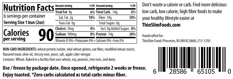 ThinSlim Foods Long Rolls label with Nutrition Facts, ingredients, and storage instructions.