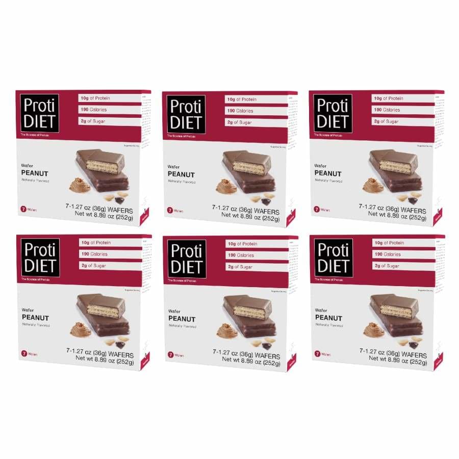 Proti Diet Coated Protein Wafer Bars, Peanut Flavor, 7 Bars - 6-Pack