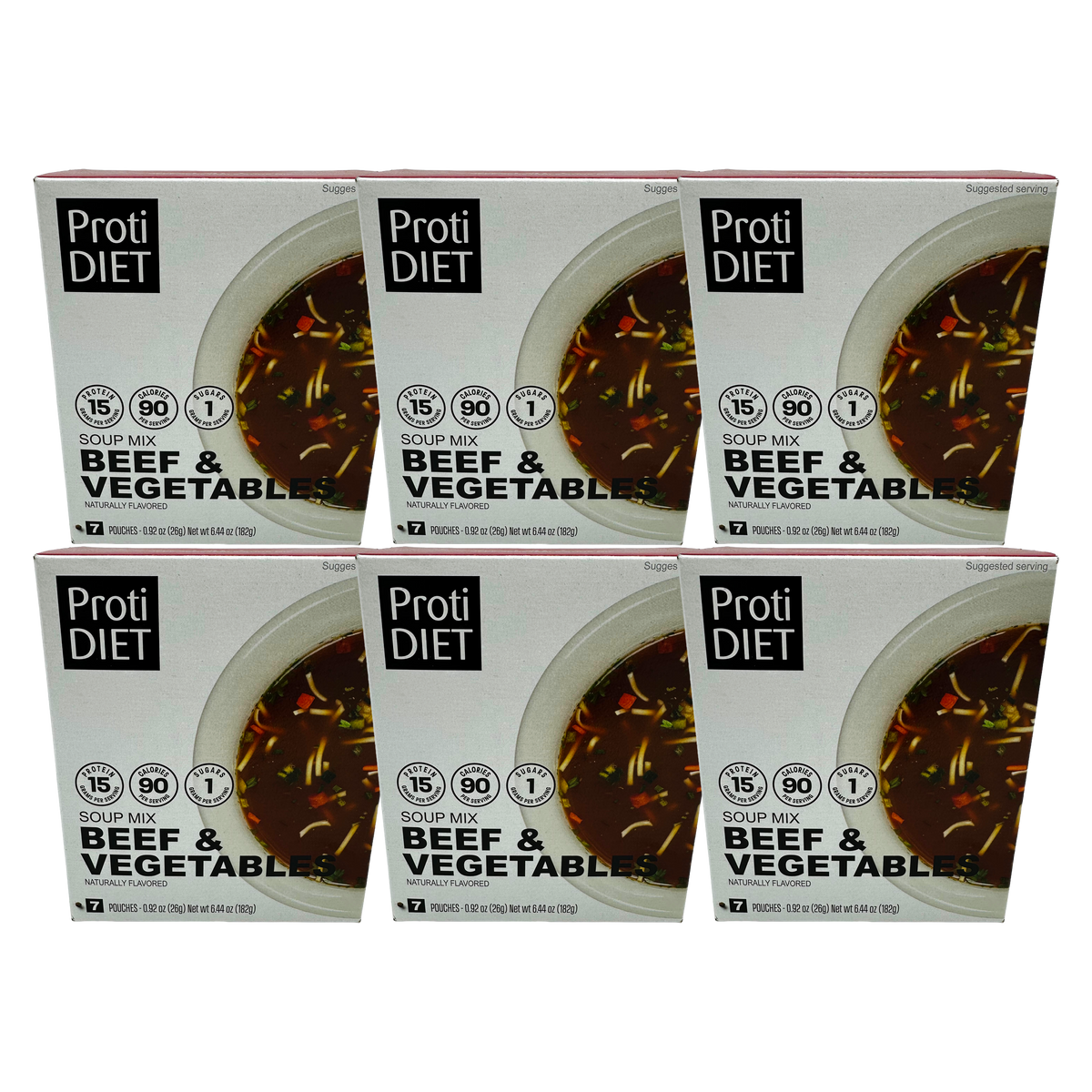 Proti Diet Sopa de Proteínas, Sabor Carne y Vegetales, 7 Sobres
