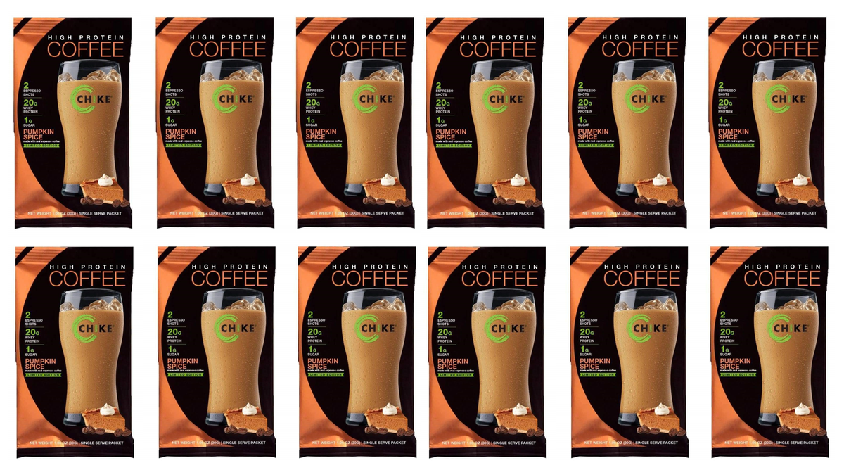 Chike Nutrition High Protein Iced Coffee Single Serving Packets - Pumpkin Spice (Limited Edition), 12-Pack