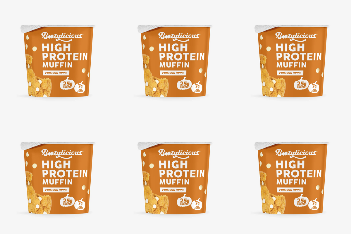 Six Bootylicious Pumpkin Spice high protein muffin cups