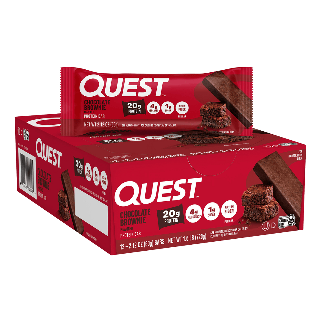 Front package of Quest Protein Bar, Chocolate Brownie / 12 Bars