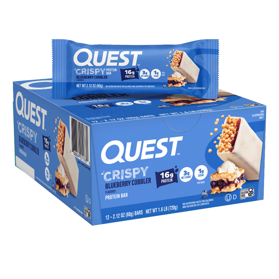 Quest Nutrition Hero Crispy Protein Bar in Blueberry Cobbler #Size_12 bars, product image 17.