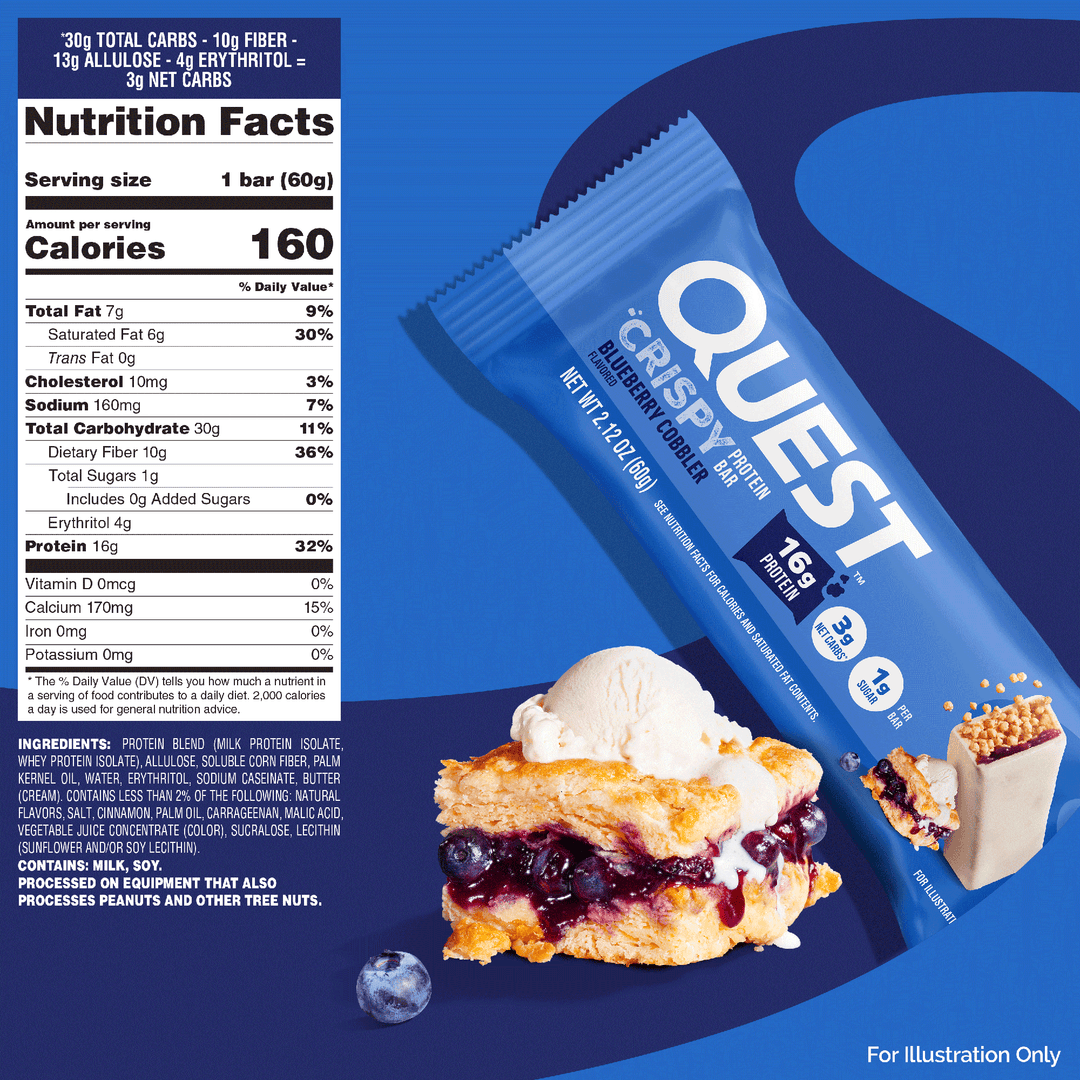 Quest Nutrition Hero Crispy Protein Bar in Blueberry Cobbler, product image 19.