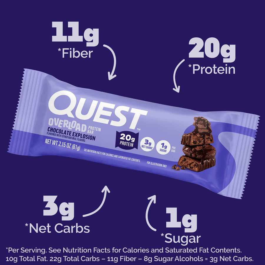 Quest Nutrition Overload Protein Bar in Chocolate Explosion, product image 3.