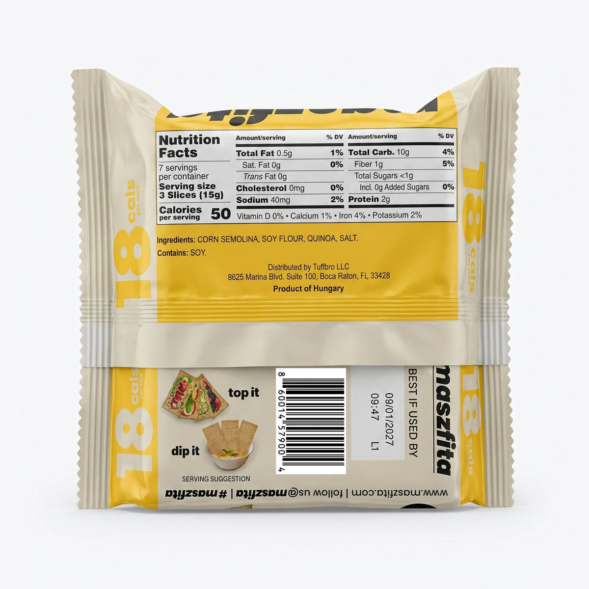 Maszfita Gluten Free Crispbread, 3.5 oz - With Quinoa