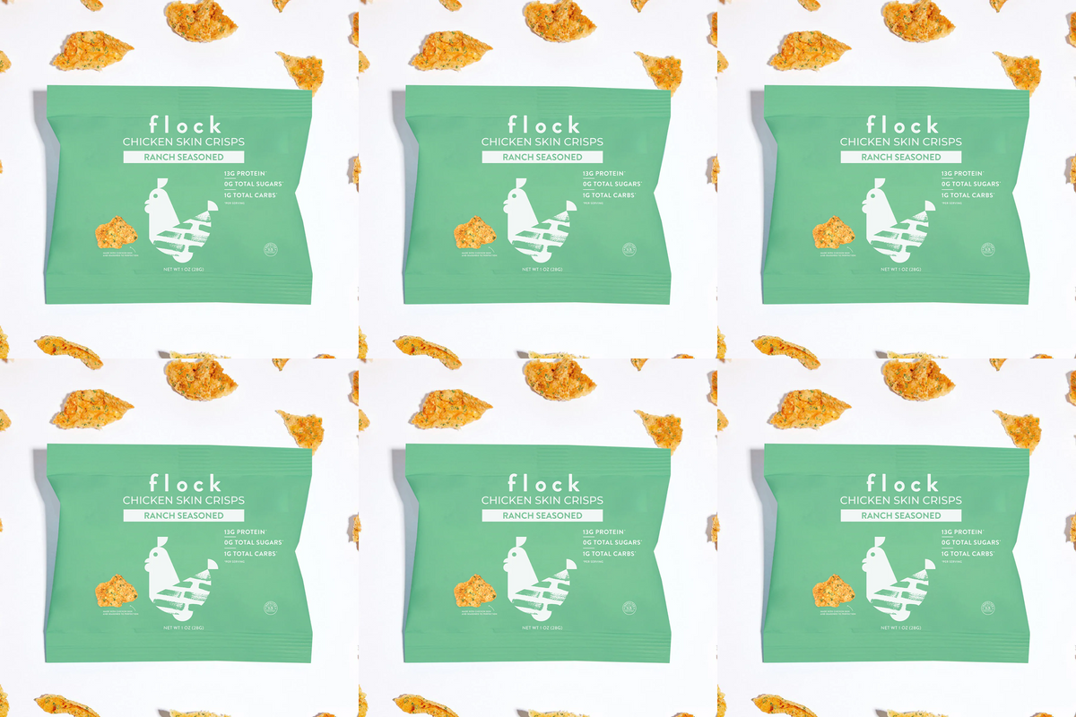 Flock Chicken Skin Crisps, Ranch / 6-Pack.