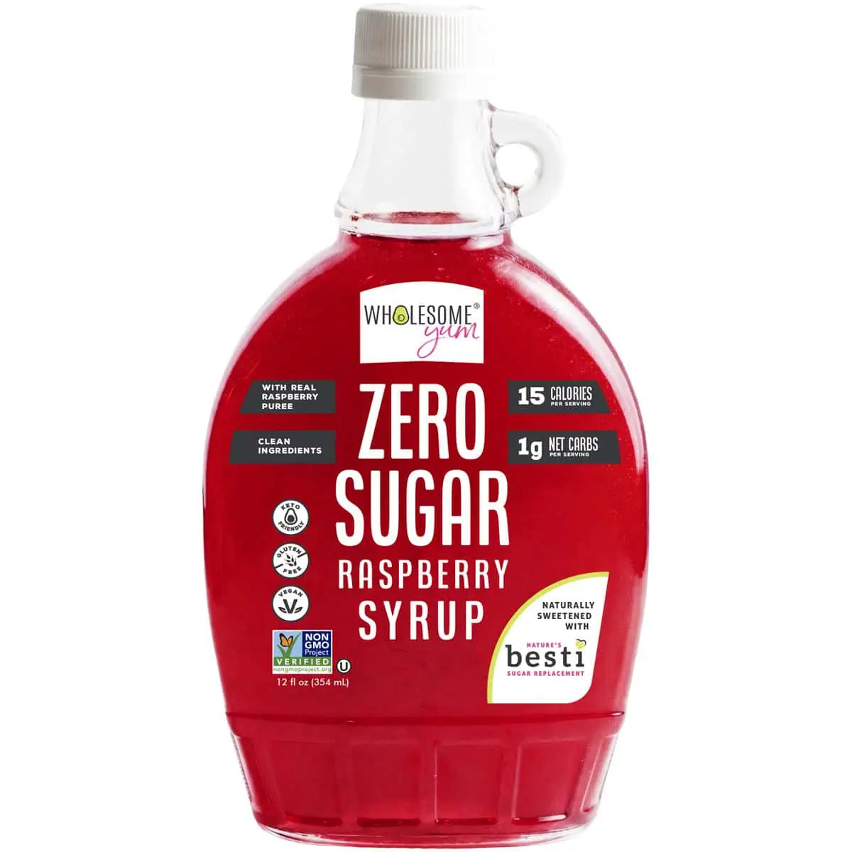 Wholesome Yum Zero Sugar Fruit Syrup, 12 fl. oz - Raspberry