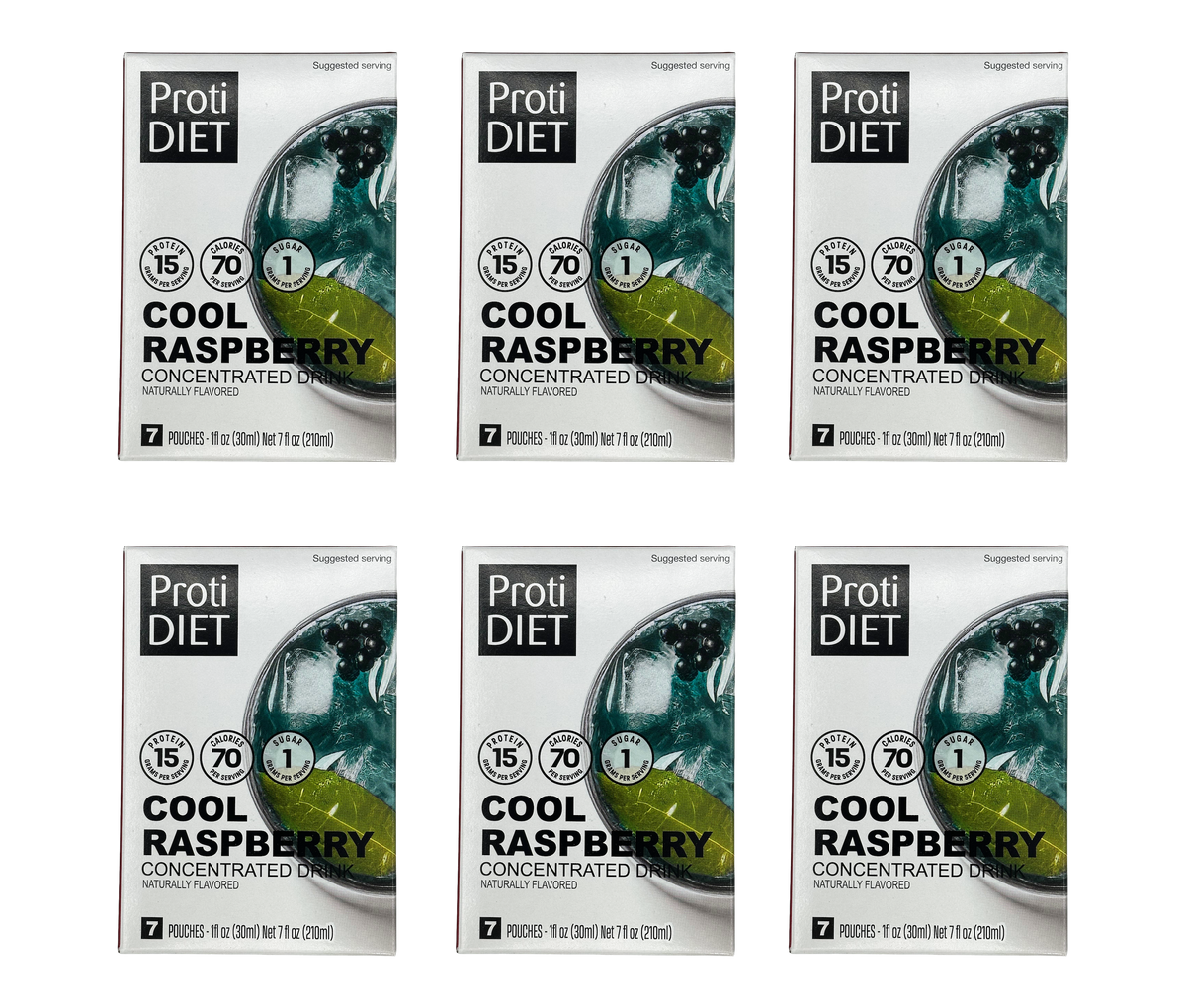 Proti Diet Concentrated Drink Mix, Cool Raspberry, 7 Pouches - 6-Pack