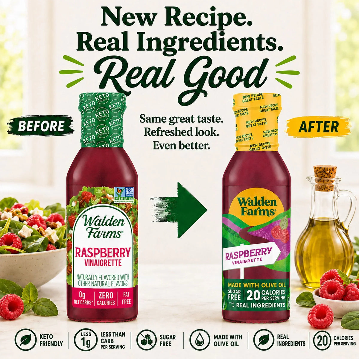 Walden Farms Dressing, Raspberry Vinaigrette flavor.