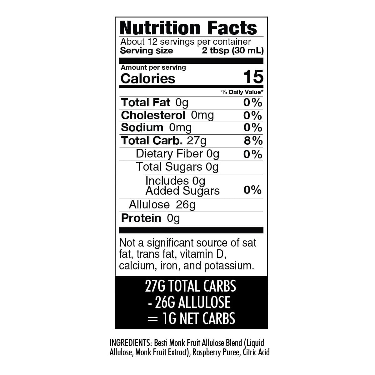 Wholesome Yum Zero Sugar Fruit Syrup, 12 fl. oz - Raspberry