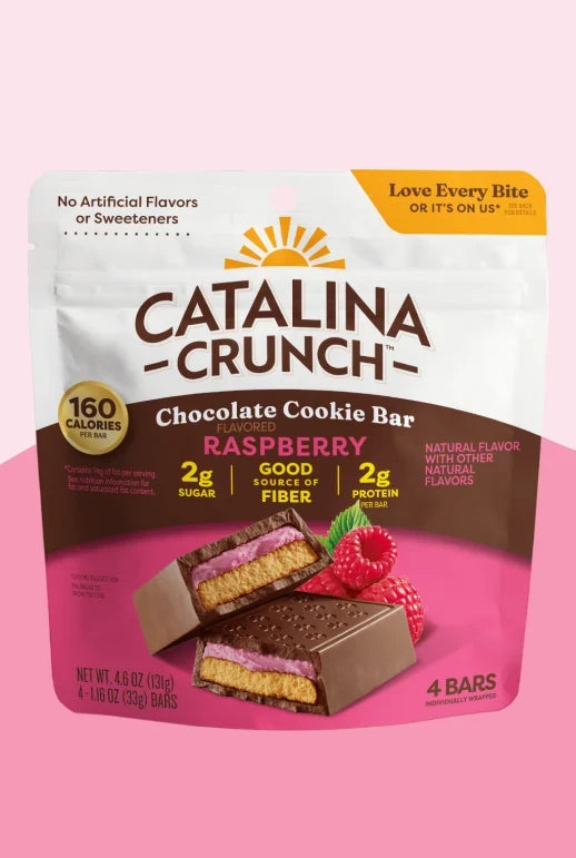Catalina Crunch Dark Chocolate Cookie Bar, 4.6 oz (4 bars) - Raspberry