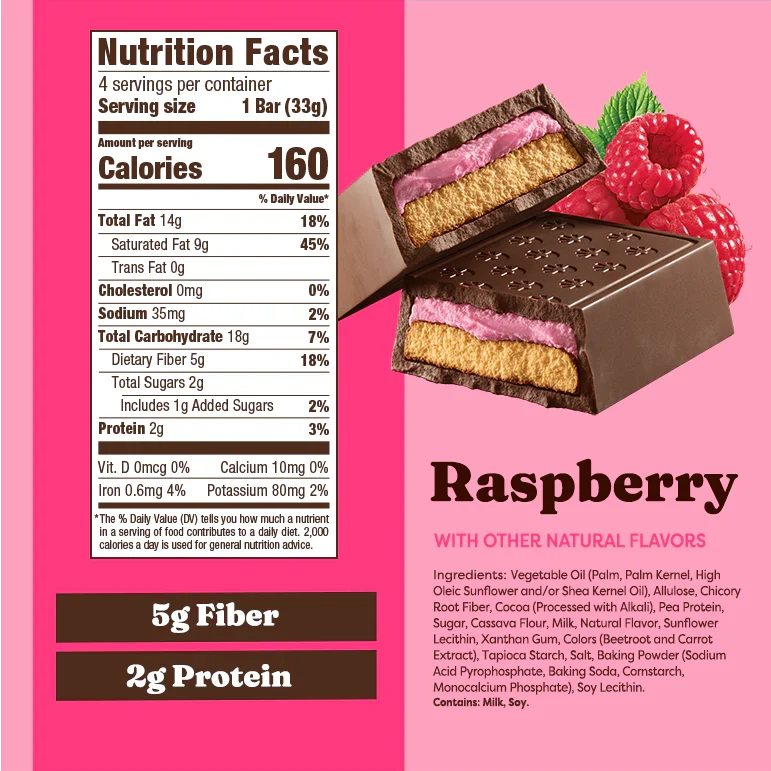 Catalina Crunch Dark Chocolate Cookie Bar, 4.6 oz (4 bars) - Raspberry