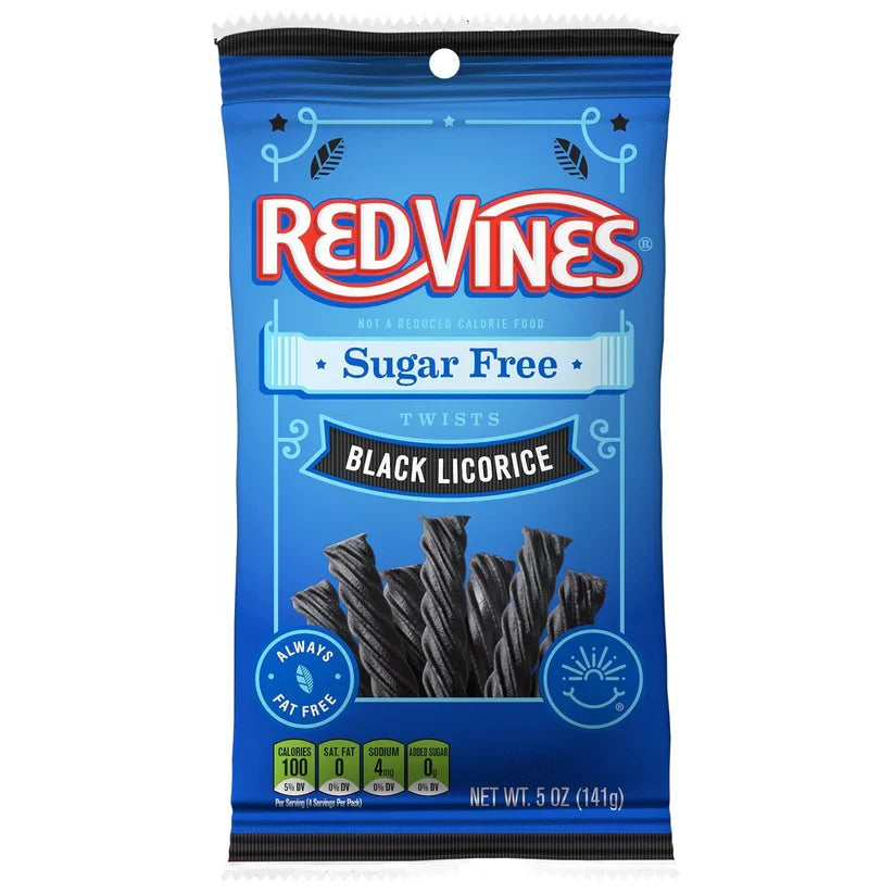 American Licorice Company Sugar Free Red Vines 5oz Bag - One Bag Black Licorice