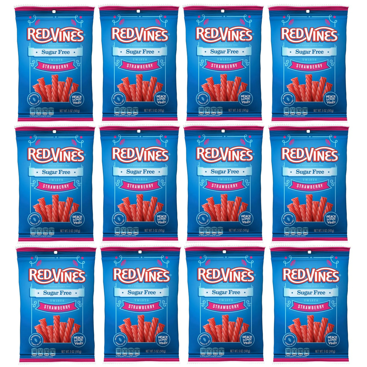 American Licorice Company Sugar Free Red Vines 5oz Bag - 12 Bags Strawberry