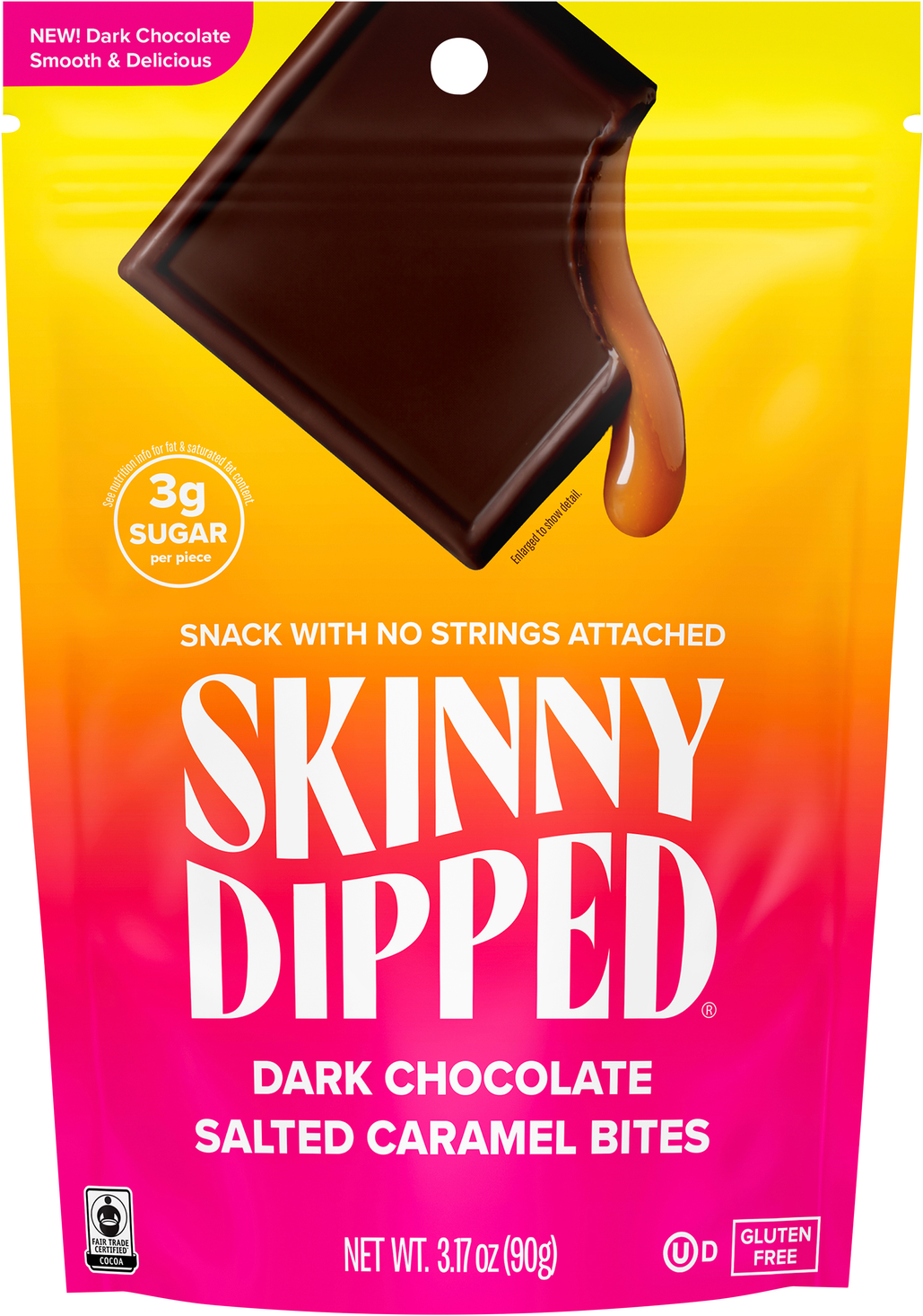 SkinnyDipped Bites - Dark Chocolate Salted Caramel Bites - One Bag