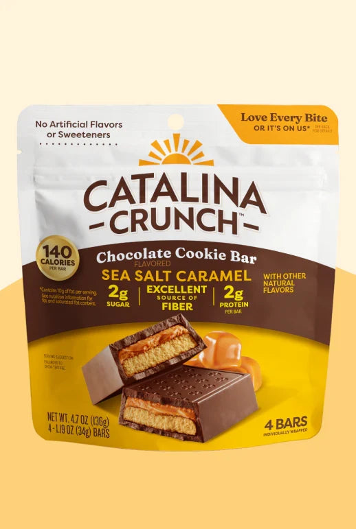 Catalina Crunch Dark Chocolate Cookie Bar, 4.6 oz (4 bars) - Sea Salt Caramel