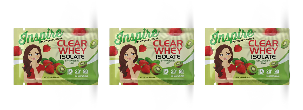 Inspire Clear Whey Protein Powder - Strawberry Kiwi - One Serving, 3-Pack