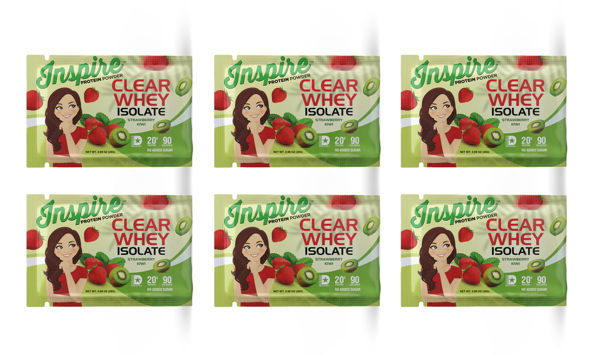 Inspire Clear Whey Protein Powder - Strawberry Kiwi - One Serving, 6-Pack