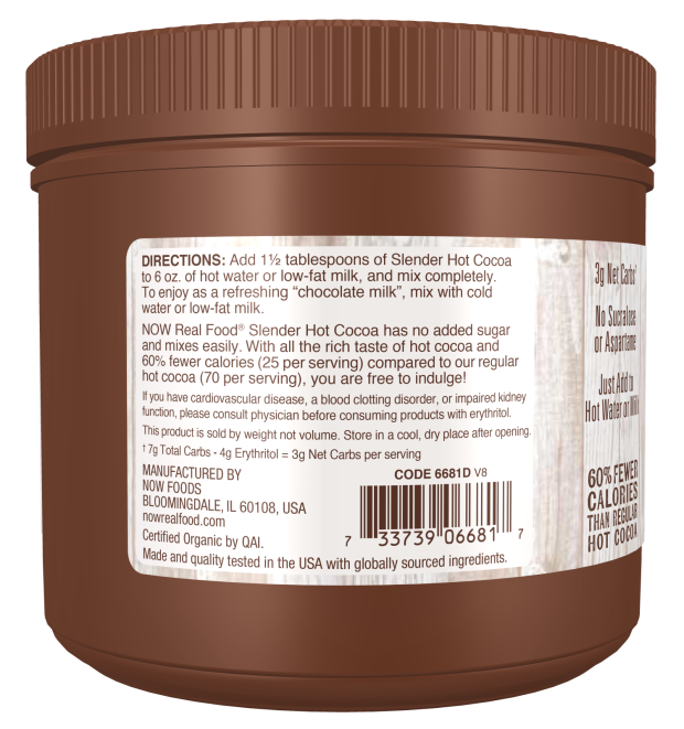 NOW Organic Slender Hot Cocoa, No Sugar Added 10 oz — gallery image 3