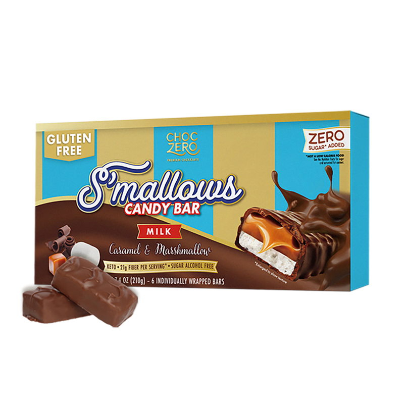 Front package of ChocZero S'mallows Candy Bar