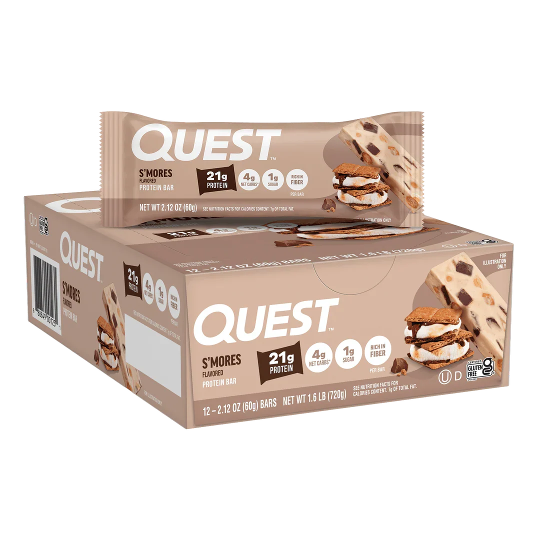 Front package of Quest Protein Bar, S'mores / 12 Bars