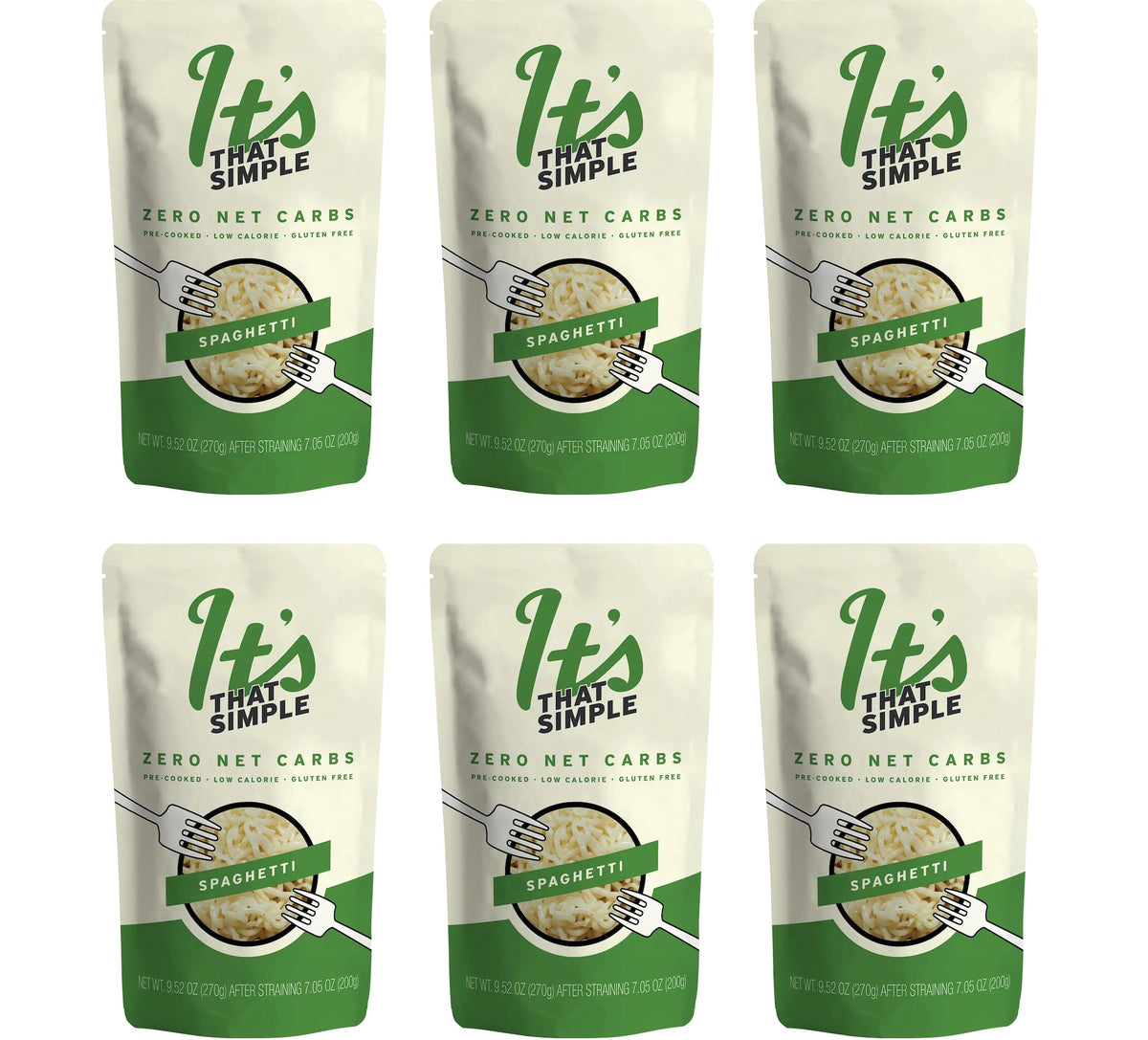 It's That Simple Konjac Pasta (9.52oz) - 6-Pack, Spaghetti