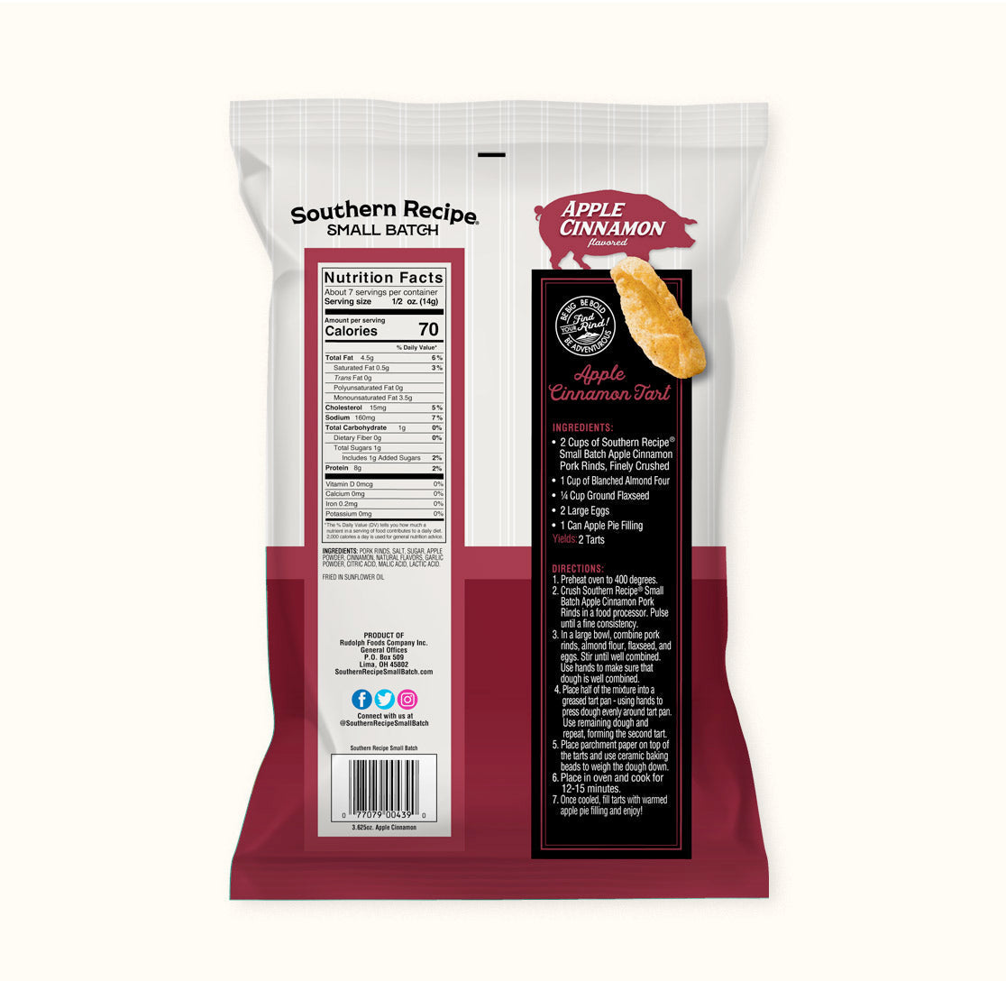 Southern Recipe Small Batch Pork Rinds - Apple Cinnamon, 3.625 oz