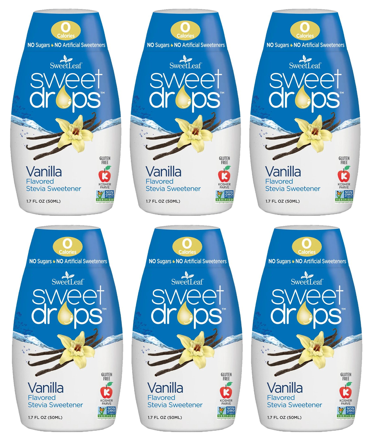 SweetLeaf Sweet Drops Stevia Sweetener - Vanilla Flavored 6-Pack