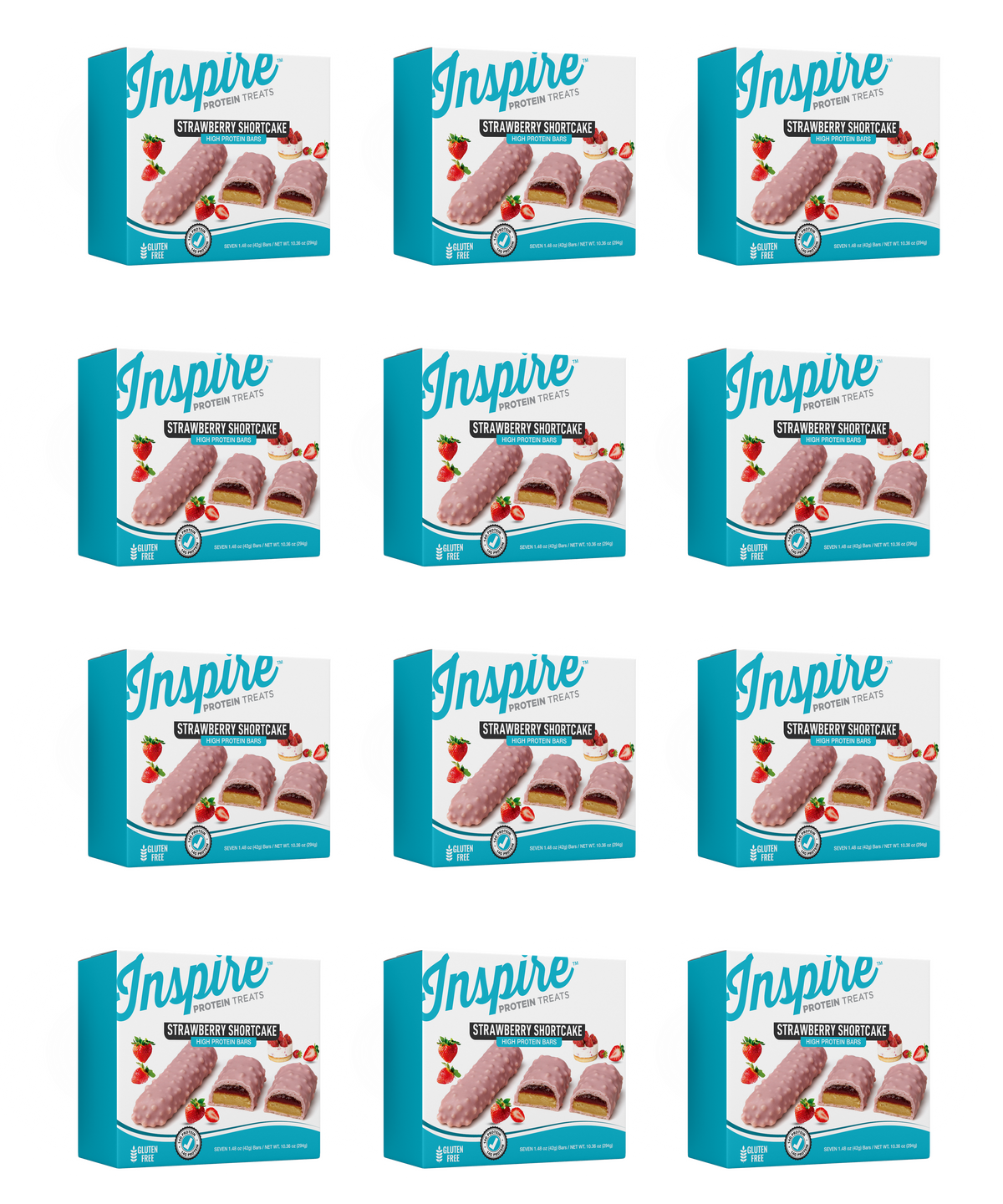 Inspire High Protein Bars - Strawberry Shortcake - 12 Boxes