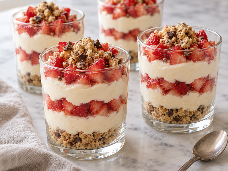 Strawberry Cheesecake Biscotti Cups