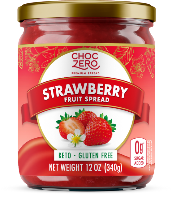ChocZero No Sugar Added Keto Fruit Spreads, 12 oz, Strawberry.