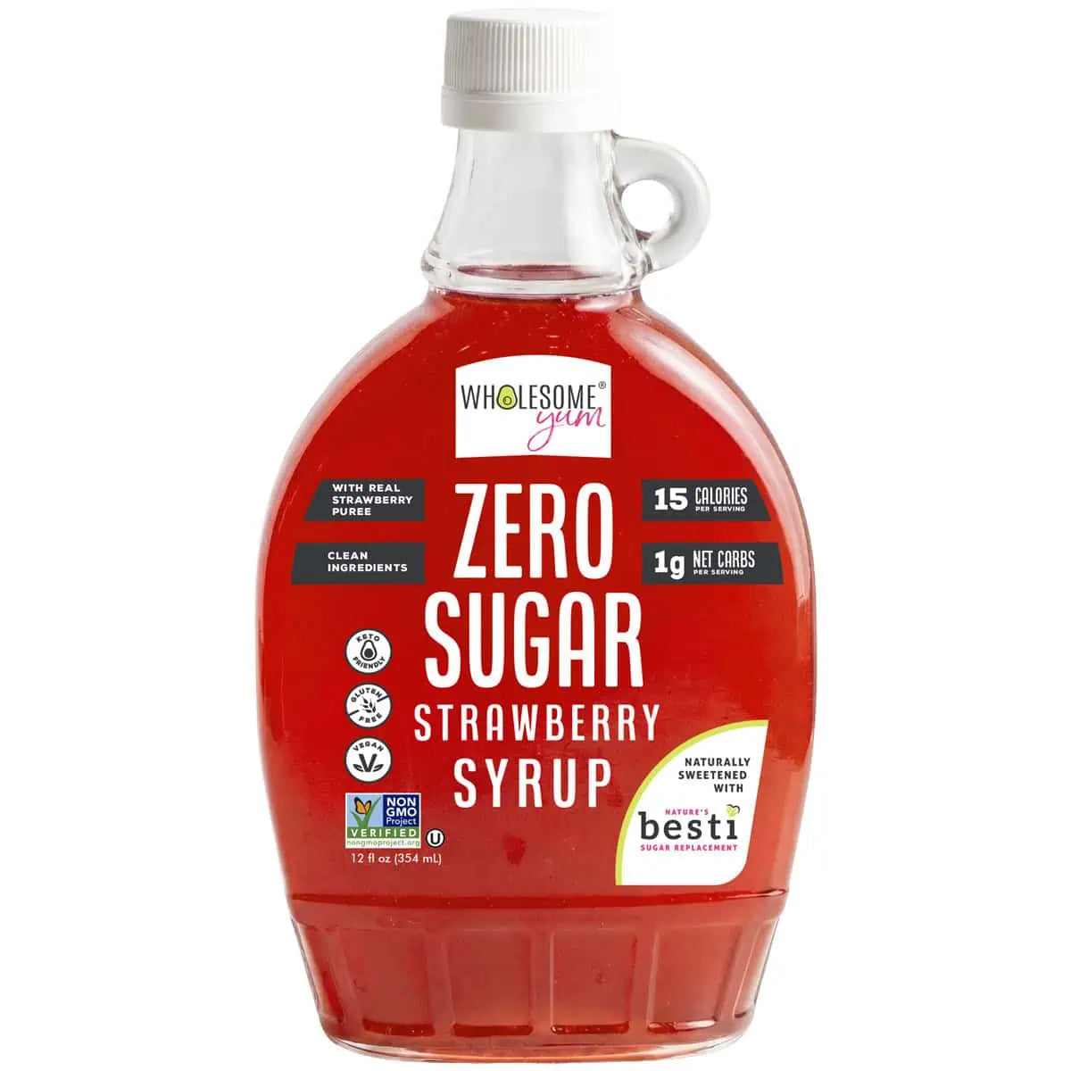 Wholesome Yum Zero Sugar Fruit Syrup, 12 fl. oz - Strawberry