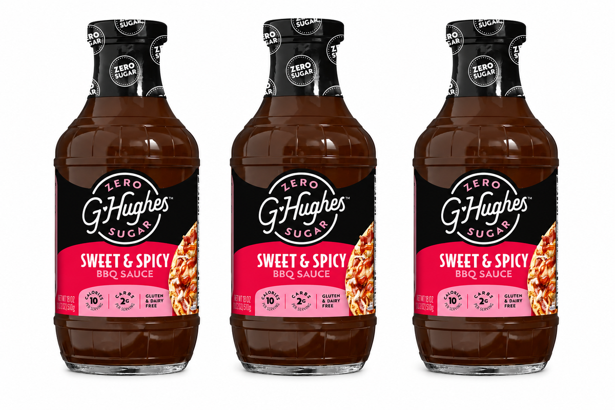 G Hughes' Smokehouse Sugar-Free BBQ Sauce - Sweet & Spicy (18 oz) - 3 Bottles