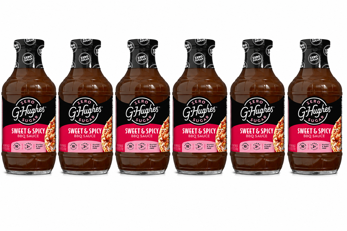 G Hughes' Smokehouse Sugar-Free BBQ Sauce - Sweet & Spicy (18 oz) - 6 Bottles