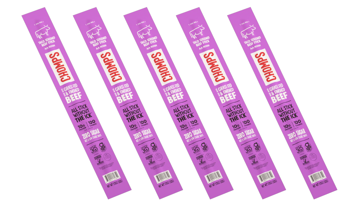 Chomps Meat Sticks - Taco Seasoned Beef 5-Sticks