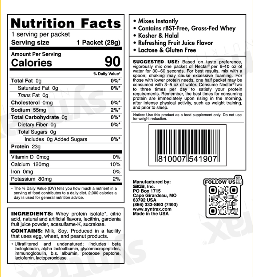 Syntrax Nectar Protein Powder Packet - Tangy Mango