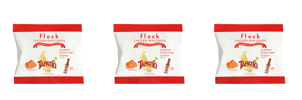 Flock Chicken Skin Crisps, Tapatío Hot Chicken / 3-Pack.