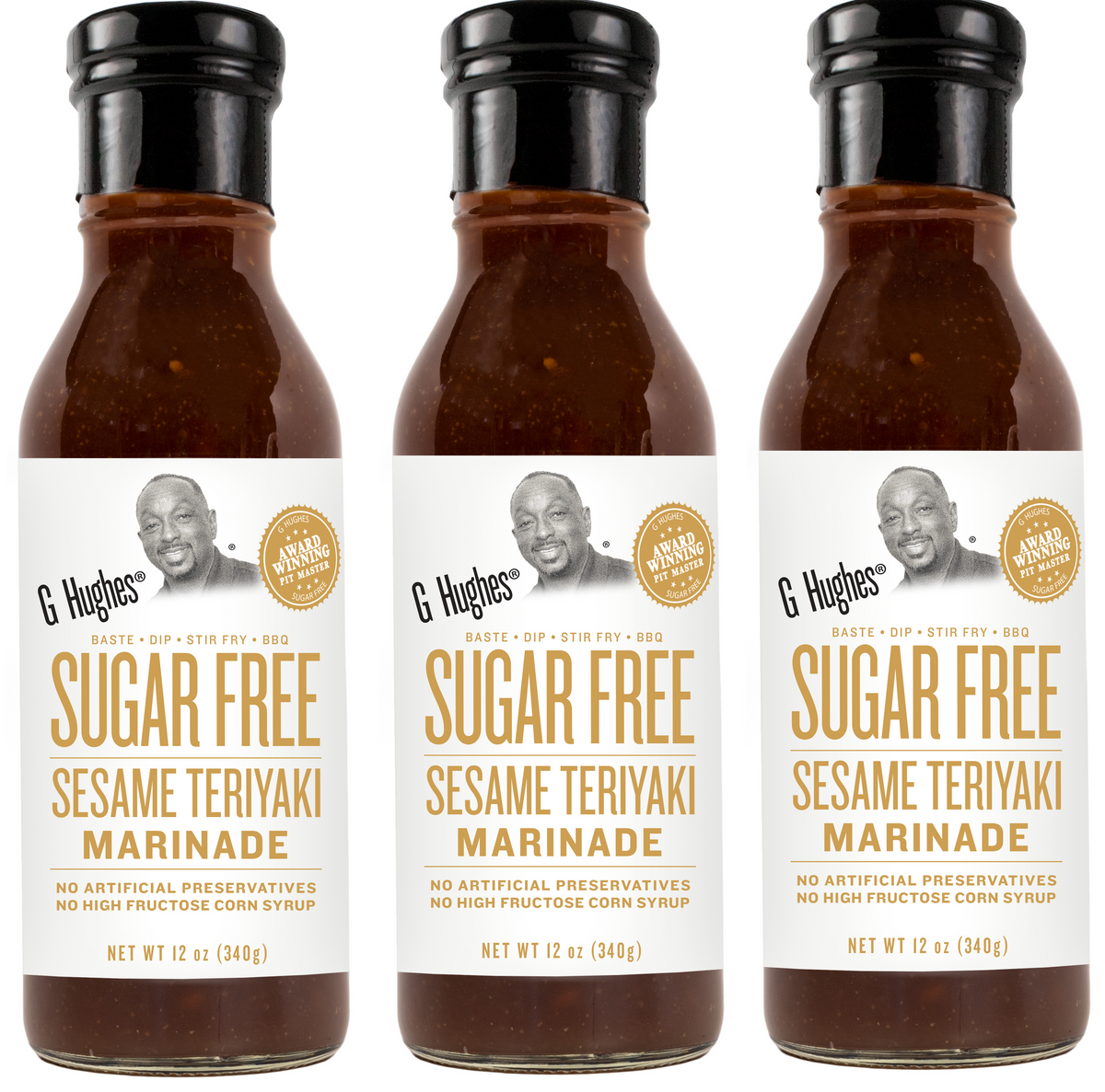 G Hughes Smokehouse Sugar Free Marinade - Sesame Teriyaki (12 oz) 3 Bottles