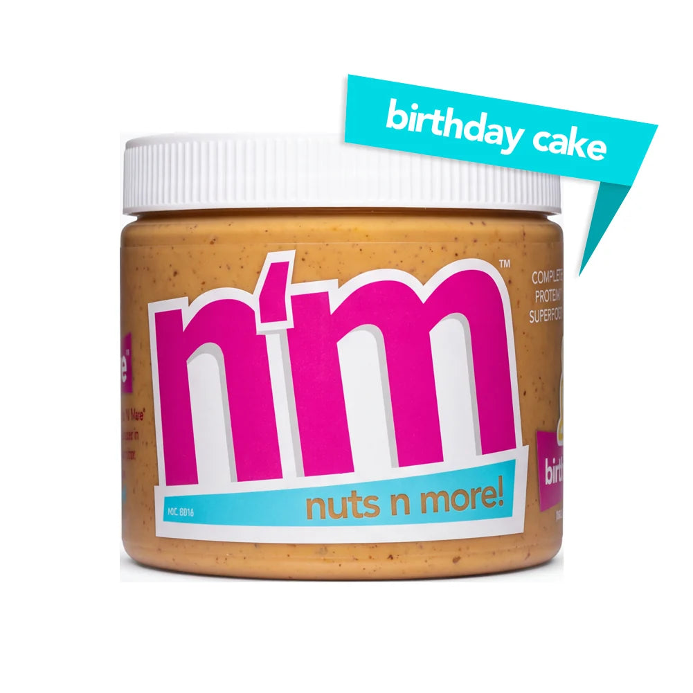 Pâte à tartiner protéinée à l'arachide Nuts 'n More, gâteau d'anniversaire 454 g