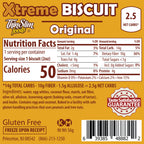 ThinSlim Foods Biscuit label with Nutrition Facts, ingredients, and storage instructions.