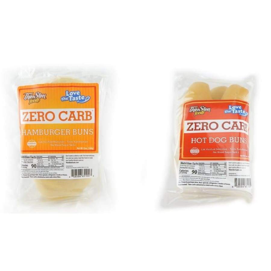 ThinSlim Zero Net Carb hamburger and hot dog bun packs in a variety bundle