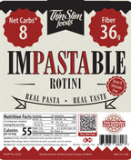 Impastable Rotini package label with Nutrition Facts, ingredients, and preparation instructions.