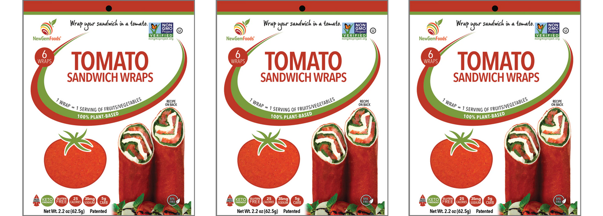 NewGem Foods GemWraps - Tomato, 3-Pack (18 Wraps)