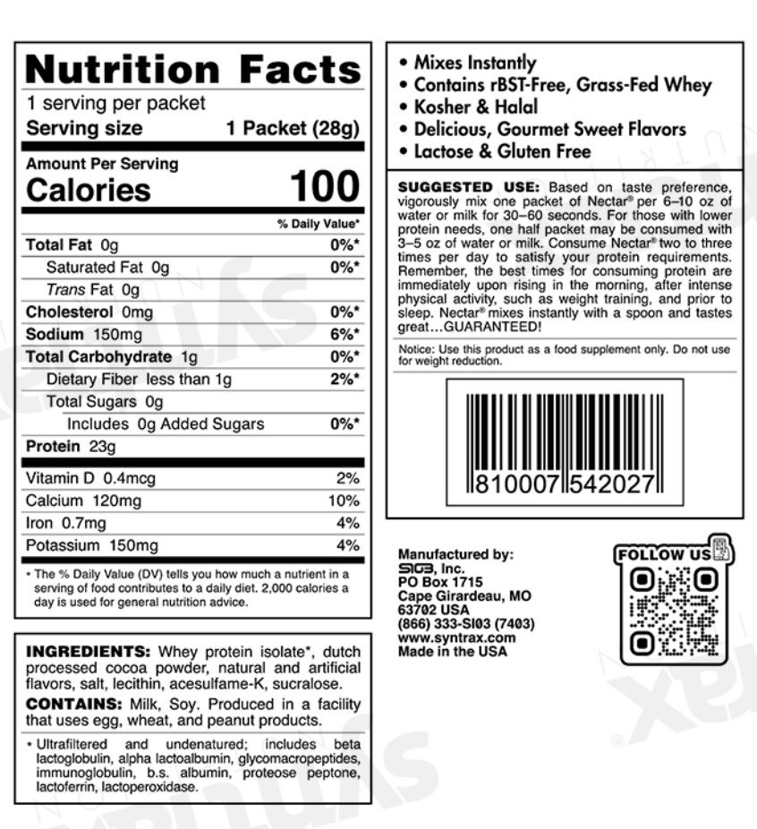 Syntrax Nectar Protein Powder Packet - Chocolate Truffle