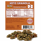 ThinSlim Foods Cinnamon Crunch Keto Granola label above granola clusters.