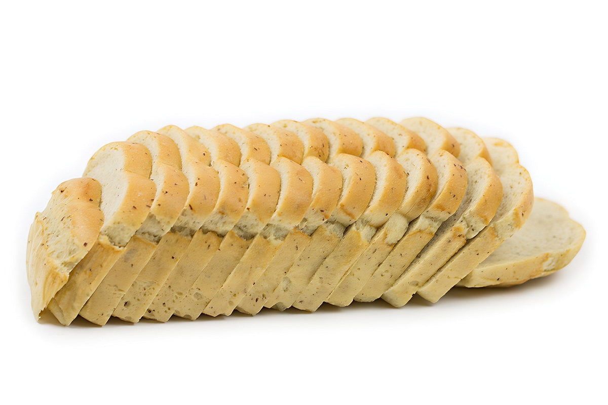 A sliced loaf of ThinSlim Foods Zero Net Carb Plain Bread on a white background.
