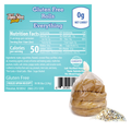 ThinSlim Foods Gluten Free Everything Rolls full nutrition label behind a bag of rolls and seeds.