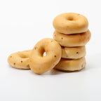 Six ThinSlim Foods bagels stacked on a white background.